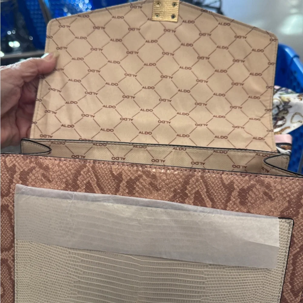 Aldo Caiilla Top Handle Satchel Snake Print + Chain Detail - Picture 13 of 16